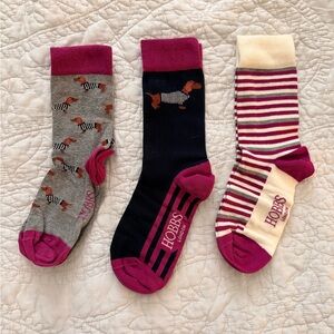 Hobbs London Women's Striped and Dachshund Socks Set - Pink, Purple, Gray